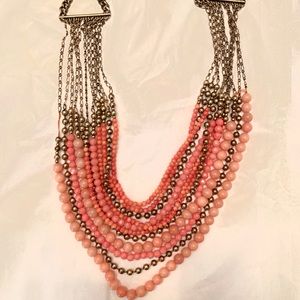 Stella & Dot Coral and Gold Statement Necklace